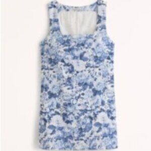 Women's Linen-Blend Wide Strap Mini Dress- Floral- XL